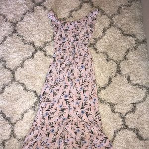 Off the shoulder dress.